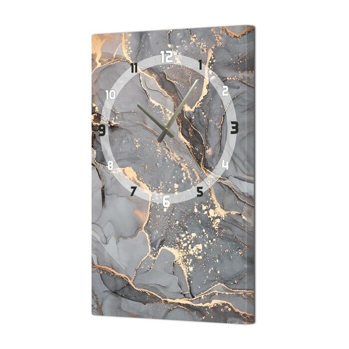 фото Часы-картина настенные, серия: Интерьер, "Серый мрамор", плавный ход, 35 х 60 см