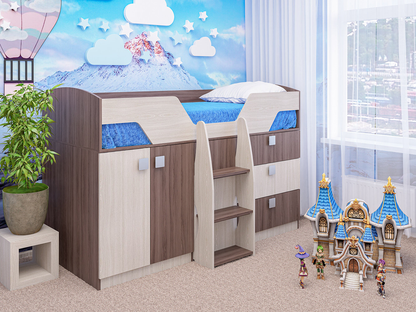 фото Кровать детская раздвижная лимбо ят/ясв с ящиками и столом