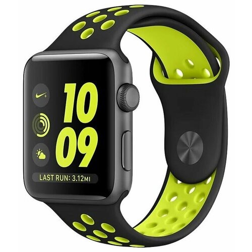 Ремешок силиконовый на Apple Watch 42мм черный