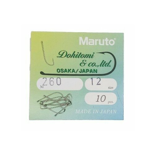 фото Крючок рыболовный универсал maruto 260 размер №12 (упак. 10 шт) с покрытием ni