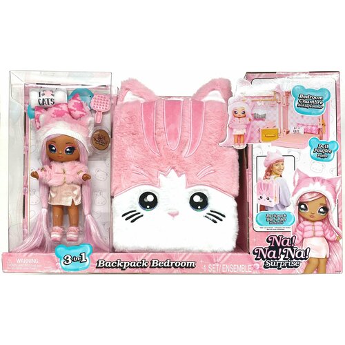 Рюкзак-спальня Na Na Na Backpack Bedroom Kat розовый na na na surprise backpack bedroom pink kitty нанана сюрприз рюкзак спальня с куклой 585589