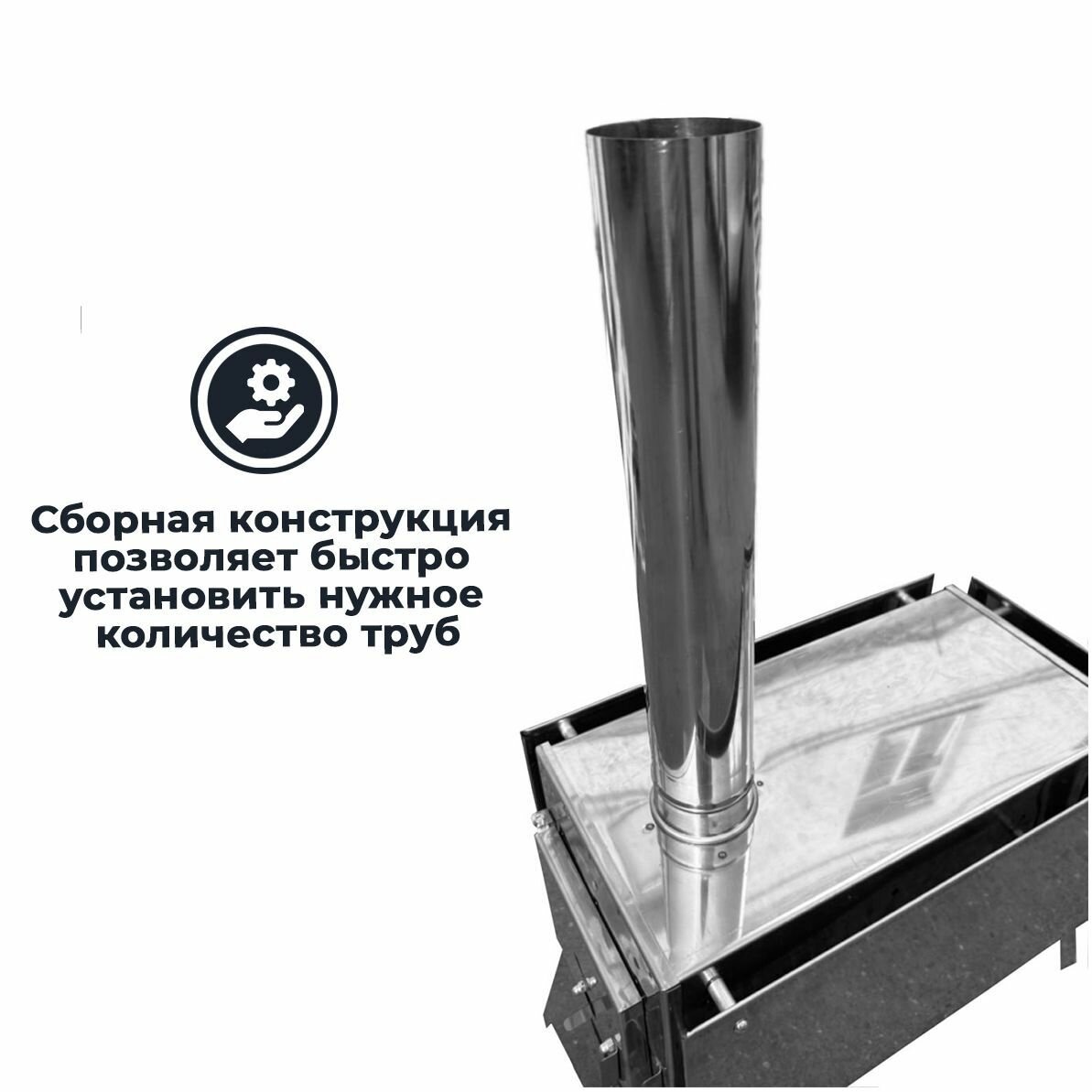 Печь для палатки для зимнего обогрева из нержавеющей стали в сумке + 4 трубы — фото 2