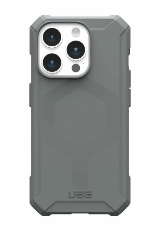 Чехол с поддержкой MAGSAFE UAG Essential Armor для iPhone 15 Pro MAX 6.7", цвет серебро (Silver)