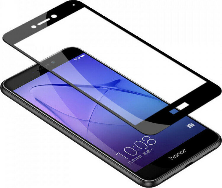 Защитное стекло для Huawei Honor 8 Lite (PRA-TL10) (2,5D/полная наклейка) <черный>