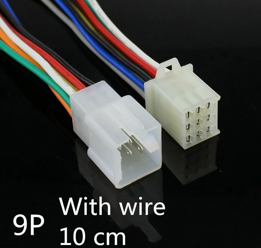 Разъем мото проводки 9 контактный с проводами пара