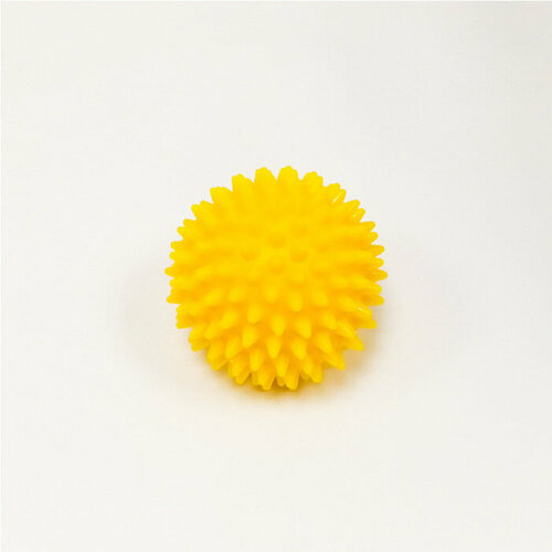 Массажный мячик. Для детей Ежик мяч с шипами, 65 мм Мячик с шипами для массажа желтый 65 мм. Мяч-ежик И06012