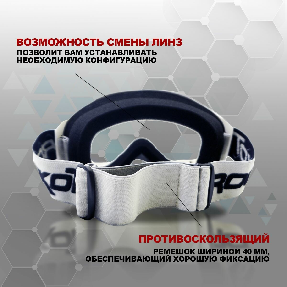 Очки кроссовые ROCKOT RM-325 (белый/прозрачная, Anti-Scratch) — фото 3