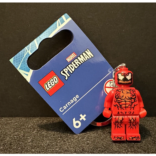 Брелок LEGO серия Marvel Spiderman - Carnage, красный конструктор lego super heroes 854154 брелок для ключей carnage