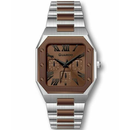 Наручные часы Guardo 12726-3, серебряный, коричневый