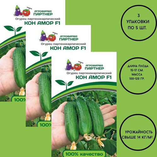 Семена огурцов: КОН амор F1 (5ШТ) / агрофирма партнер/ 3 упаковки по 5 семян семена огурцов герольд f1 агрофирма партнер 3 упаковки по 5 штук
