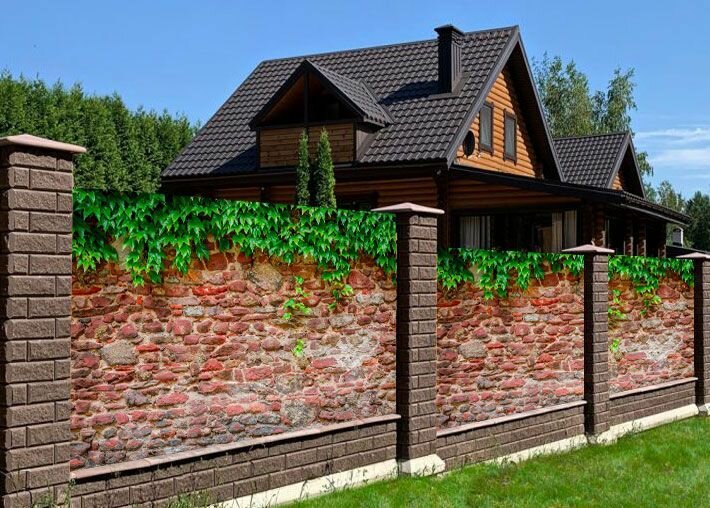 Баннер для забора и фасада 2,5 х 4 м с люверсами / Камни и зелень