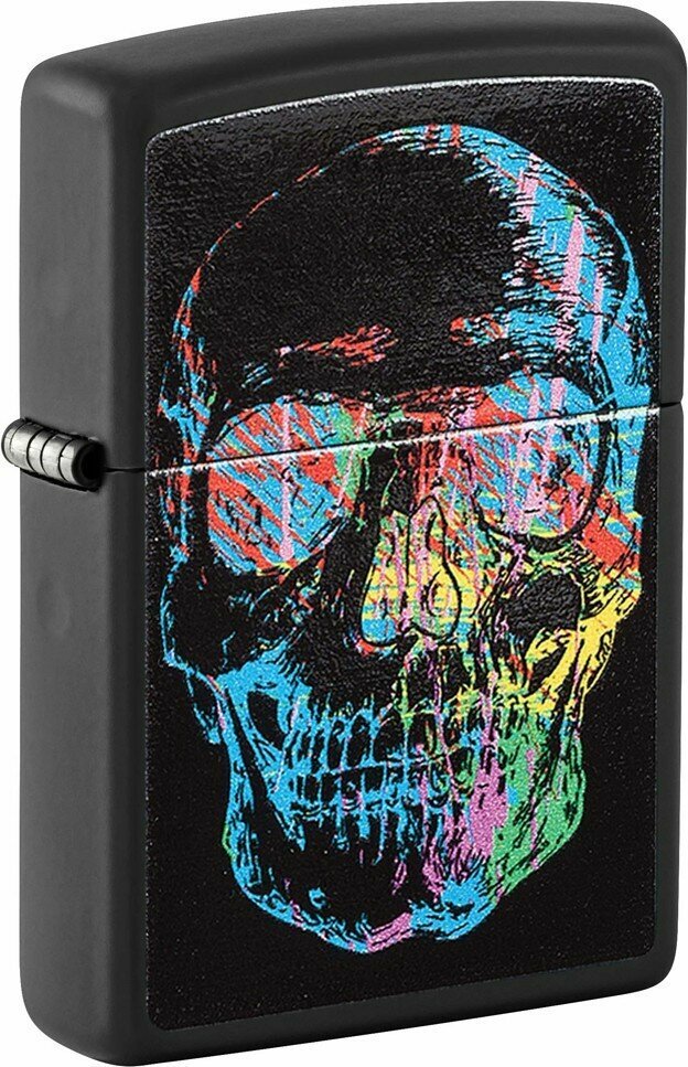 Зажигалка ZIPPO Skull Design с покрытием Black Matte латунь/сталь черная 38x13x57 мм