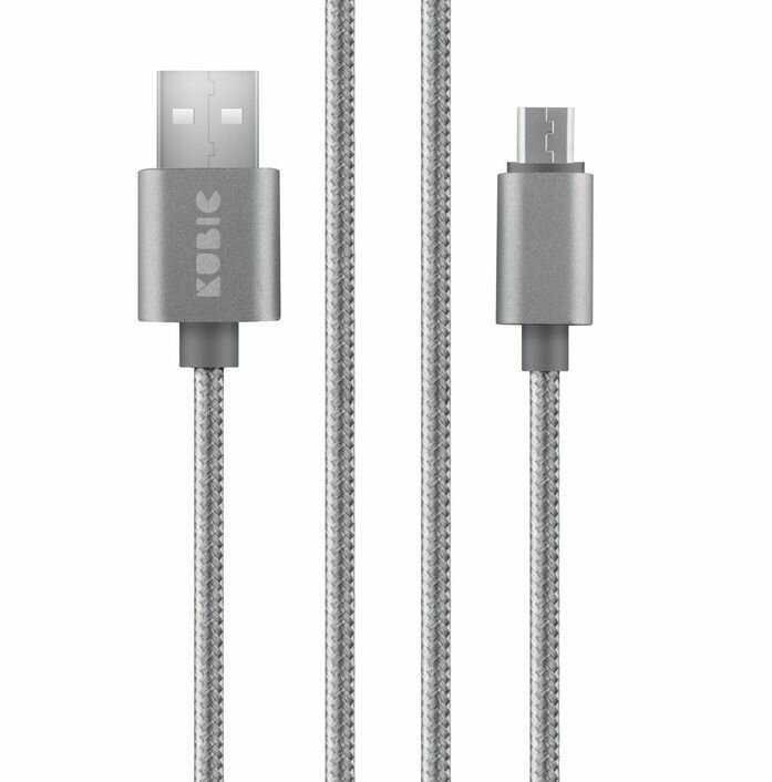 Кабель Kubic C05C Gray, USB - micro USB, текстиль, 3м, серый.