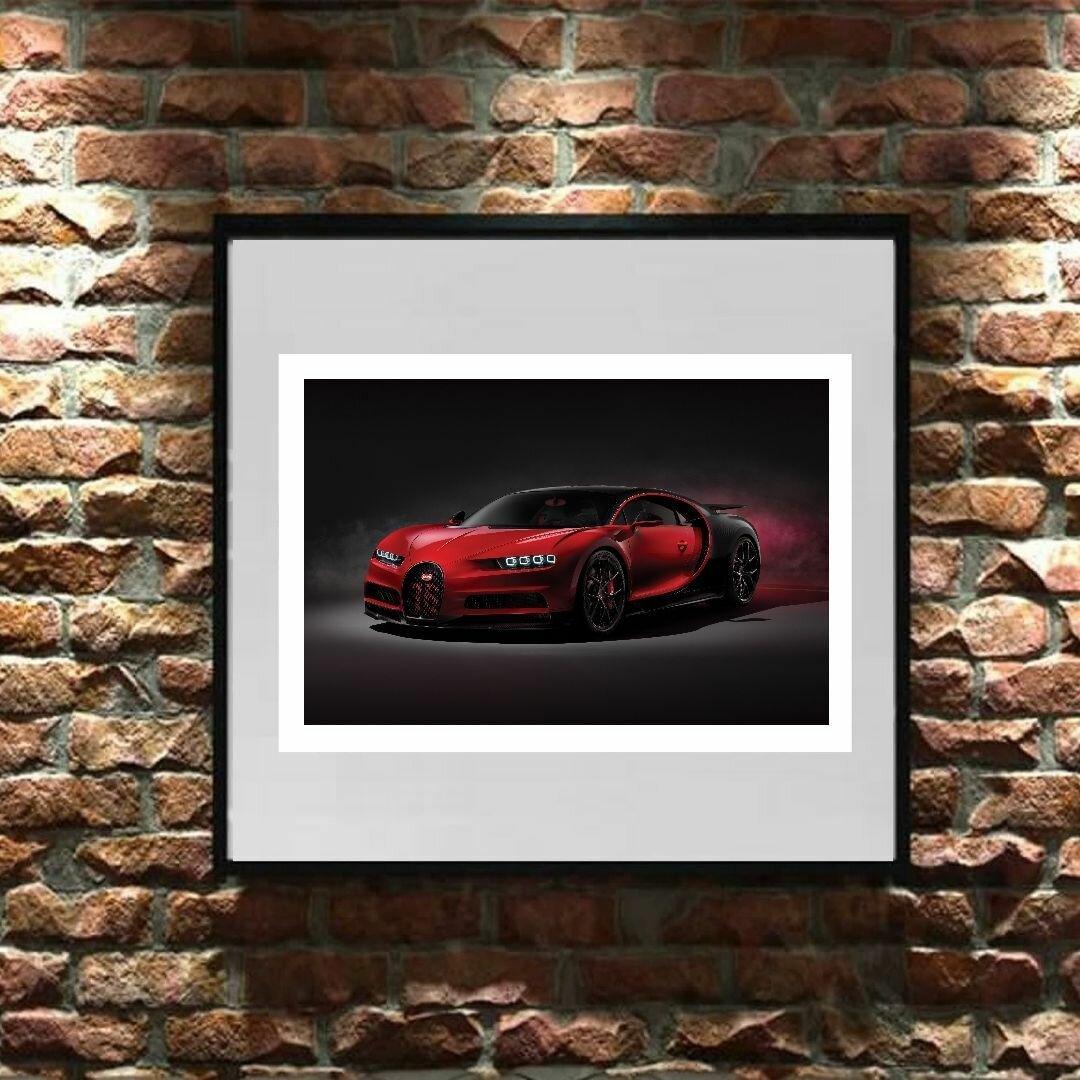 Плакат "bugatti chiron sport" от Cool Eshe из коллекции "Автомобили", плакат А4 (29,7 х 21 см) для интерьера