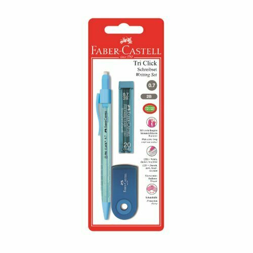 Карандаш Faber-Castell Tri Click Sleeve Mini, механический, 0,7мм, 2B, с ластиком, грифели 20 штук, 0,7 мм