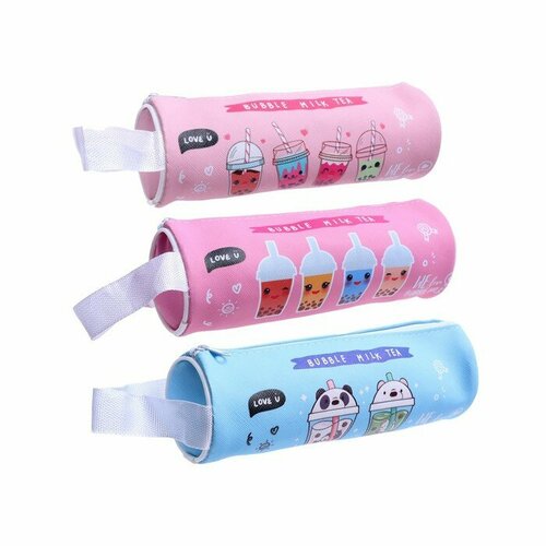 Пенал-тубус школьный на молнии микс Bubble milk tea cute fruit drink plush stuffed soft pink strawberry milk tea plush boba tea cup toy bubble tea pillow cushion