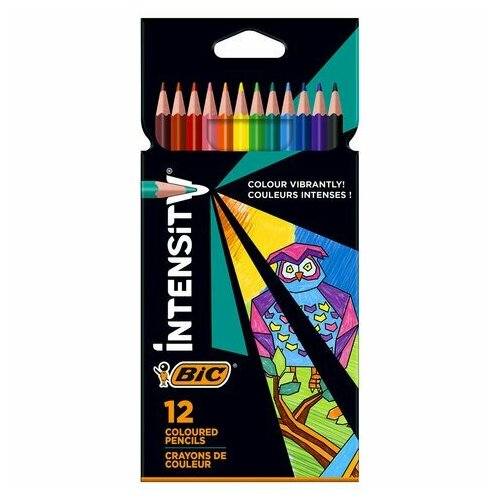 Карандаши цветные BIC Intensity, 12 цветов, трехгранные, пластиковые, европодвес, 9505272