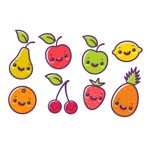 Наклейки стикеры Радостные фрукты и ягоды