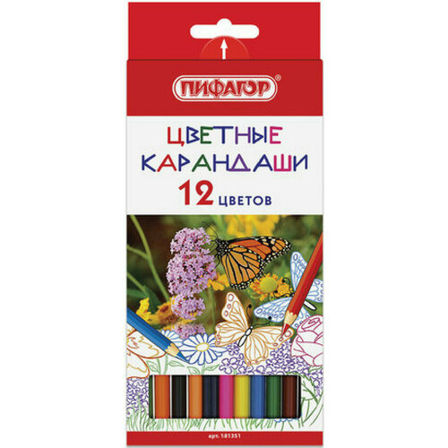 Карандаш Карандаши цветные пифагор бабочки, 18 цветов, классические заточенные, 181352, 6 упаковок пифагор карандаши цветные бабочки 18 цветов 181352 разноцветный