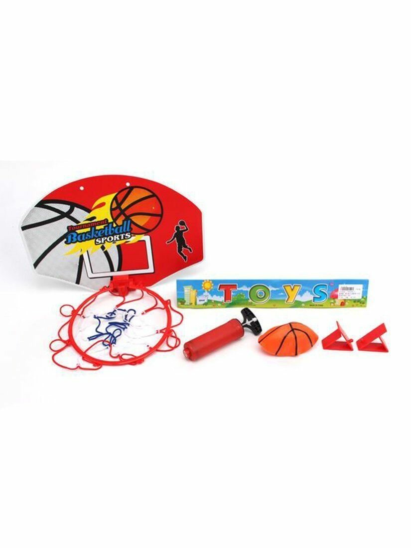 Набор для игры в баскетбол; щит 35,5х25,5 см. с пластик. кольцом 20 см, мяч 12 см, насос