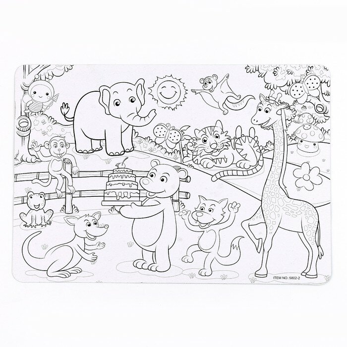 Трафарет для малышей «Весёлые животные» с раскраской - фотография № 5