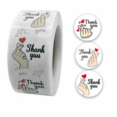 Наклейка бумага Рука Сердце d25 см 500 шт в рулоне 3х65х65 см 467₽