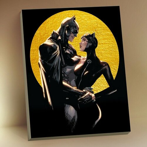 картина по номерам бэтмен и женщина кошка 40x60 см Картина по номерам Бэтмен и женщина кошка, 40x50 см. Флюид