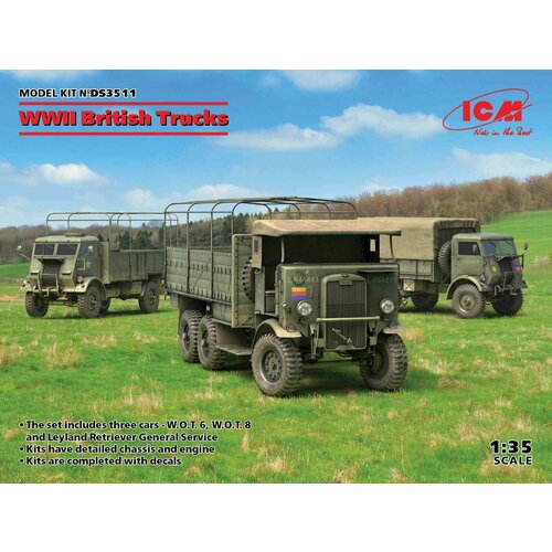 ICM Сборная модель Британские грузовики Второй мировой войны Модель W.O.T. 6, модель W. O. T. 8, Leyland Retriever General Service, 1/35