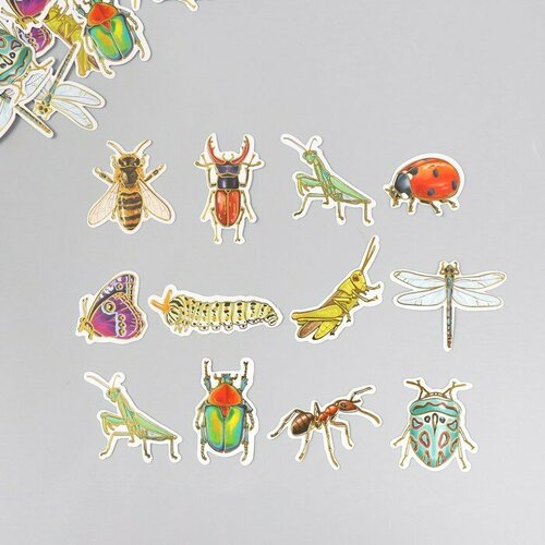 qixels набор для творчества насекомые Наклейки для творчества Насекомые тиснение золото набор 48 шт 9х7х0,8 см