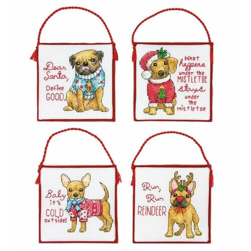 Рождественские щенки, 4 шт. 70-08972 набор для вышивания dimensions 70 08972 christmas pups ornaments рождественские щенки