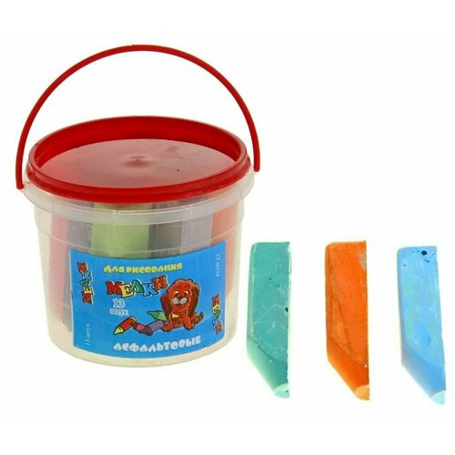 Мелки, квартет, асфальтовые, цветные, в ведёрке, 1 упаковка