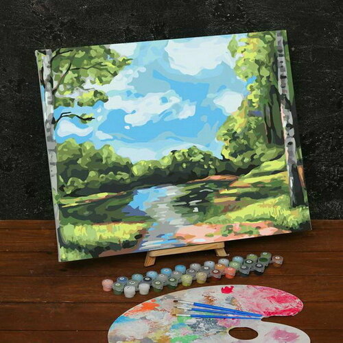 Картина по номерам на холсте с подрамником Лесной ручей, 40 x 50 см картина по номерам на холсте с подрамником лесной ручей 40 × 50 см