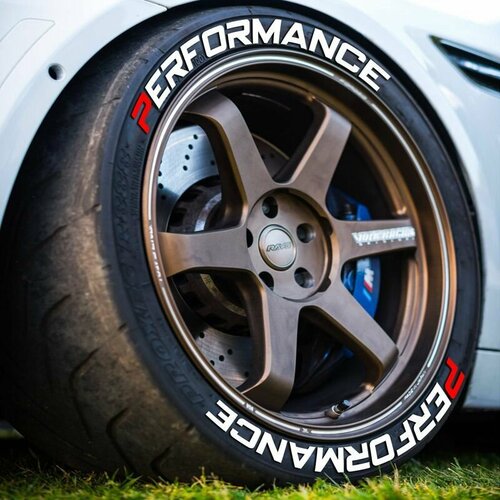Наклейки на шины PERFORMANCE. Клей в комплекте. Резиновые буквы для колес авто, надписи спортивные на диски и резину.