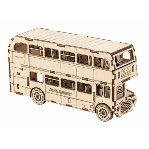 фото Деревянный конструктор сборная модель 3d лондонский двухэтажный автобус, 16,5х5х9 см, 101 дет. lion woods