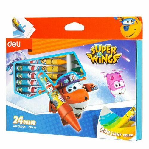 Мелки восковые Deli Super Wings круглые наб 24цв. картон/европод, EC21020, 1686536