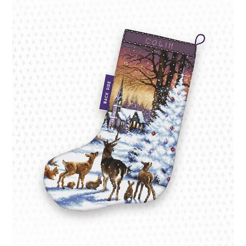 набор для вышивания letistitch cozy christmas stocking 24 5x37 см Christmas Wood Stocking #948 LetiStitch Набор для вышивания 24.5 х 37 см Счетный крест