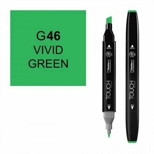Маркер TOUCH Twin G46 Зеленый Яркий (Vivid Green) двухсторонний на спиртовой основе