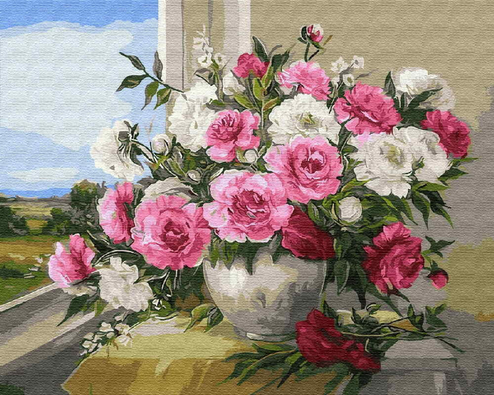 Роспись по холсту(картина по номерам 40х50) "Букет роз"