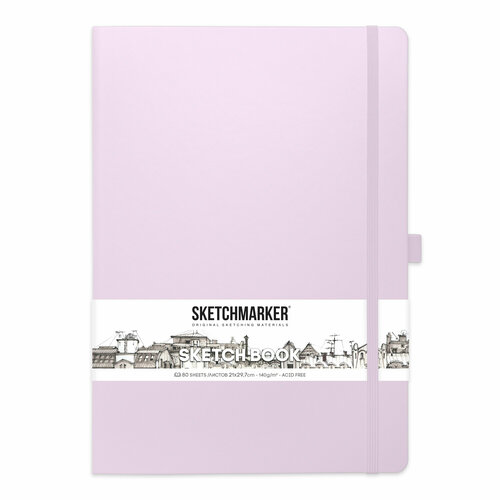 Блокнот для зарисовок Sketchmarker 21*30 см 80л Фиолетовый пастельный