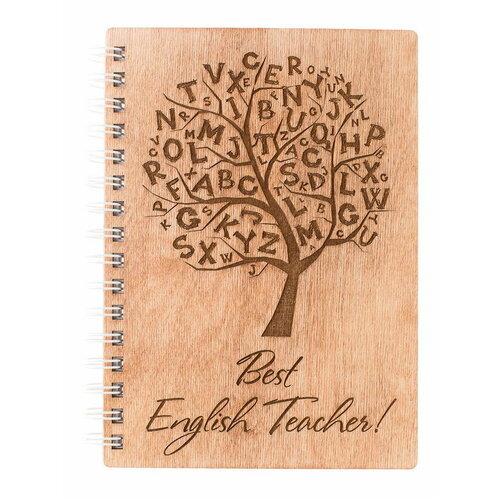 Блокнот деревянный «Best English Teacher» — идея подарка на День учителя