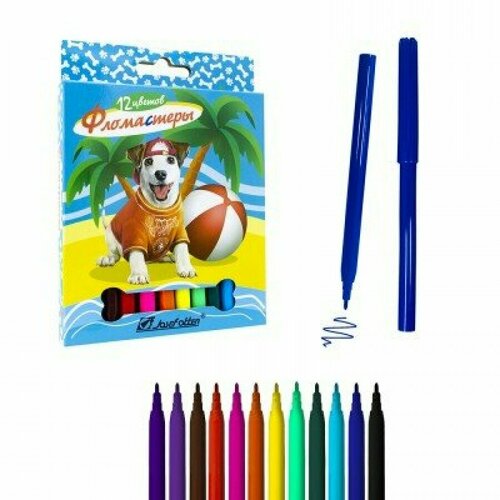 Josef Otten 232163 Фломастеры 12 цветов Собака, вентилируемые колпачки, картонная упаковка, е/п, JOSEF OTTEN 6816S-12