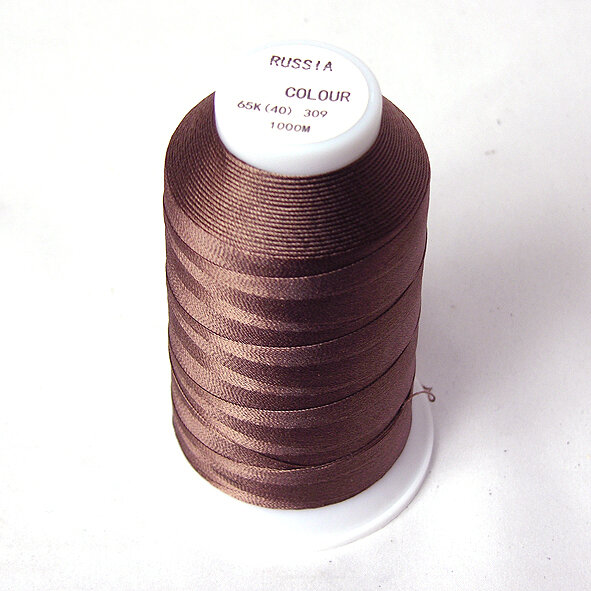 Нитки 40 капрон для швейной машинки (65К-1000м)(арт.309) цв. коричневый