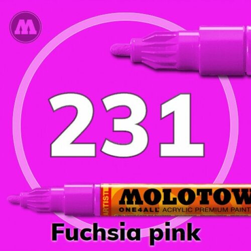 Маркер акриловый Molotow ONE4ALL 127HS 231 Розовая фуксия (Fuchsia pink) 2мм маркер акриловый molotow one4all 127hs 220 неон желтый neon yellow fluorescent 2мм