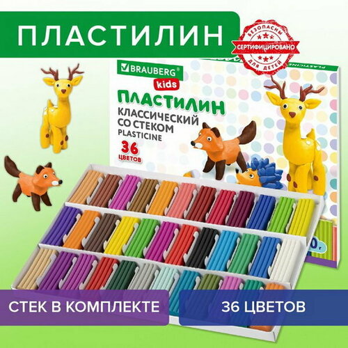 Пластилин 36цв 720г KIDS, со стеком. высшее качество