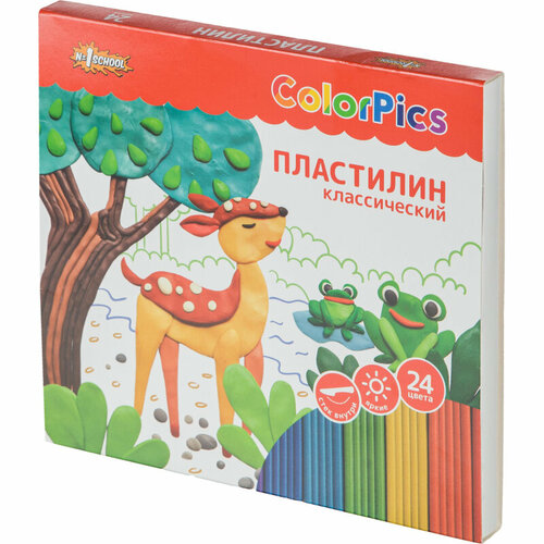 Пластилин классический №1School Color Pics наб. 24 цв, 480 гр, стек, бол. мяг пластилин color puppy веселое кафе 95365