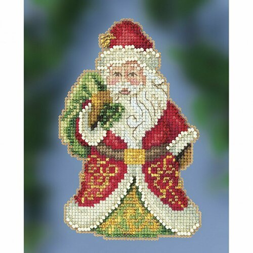 фото Набор для вышивания mill hill #js202015 gift bearing santa (санта с подарками), счетный крест, 8.3 x 12.7 см