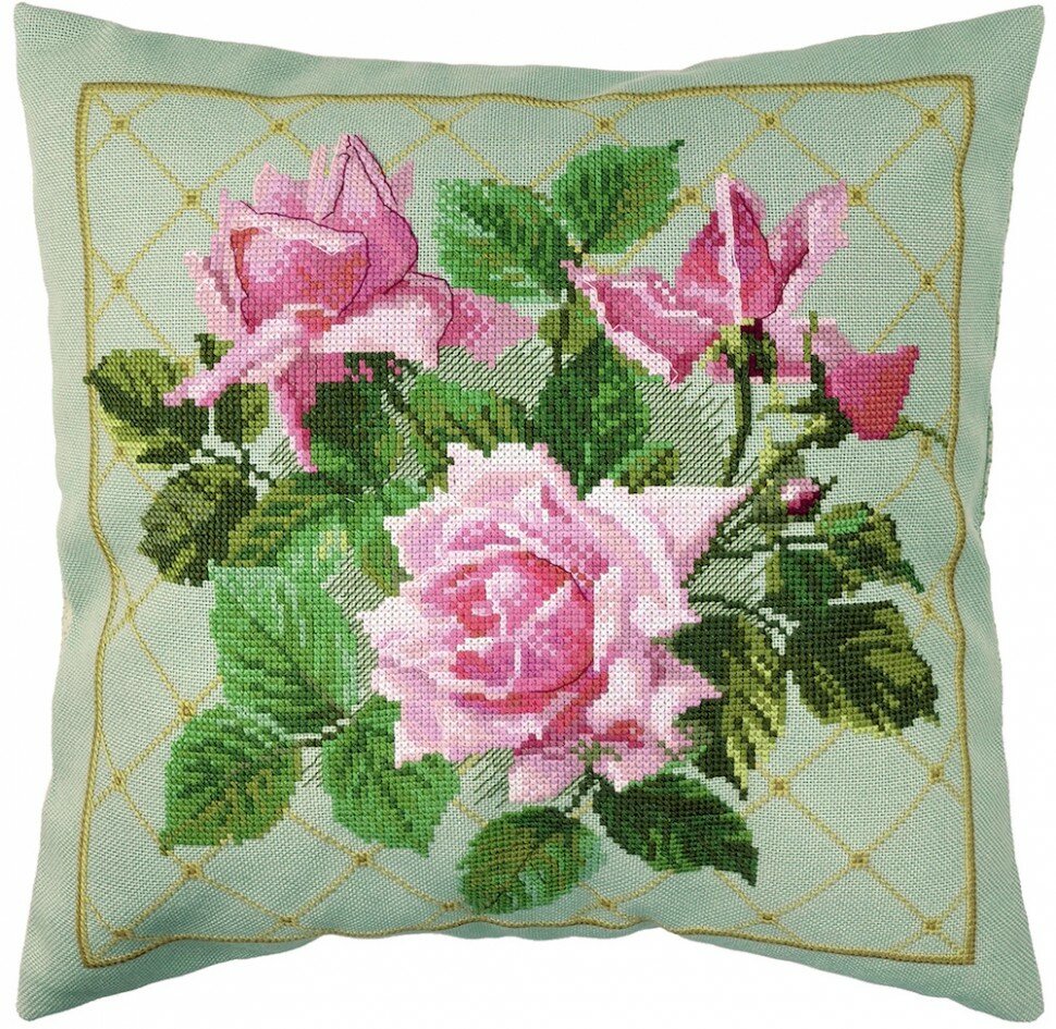 Подушка "Розовые розы" #14.001.36 Марья Искусница Набор для вышивания 40 х 40 см Счетный крест