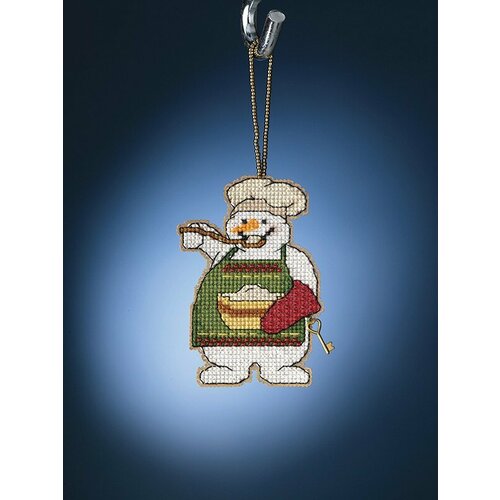 фото Набор для вышивания mill hill #mh162135 cooking snowman (повар - снеговик), счетный крест, 6.3 x 8.9 см