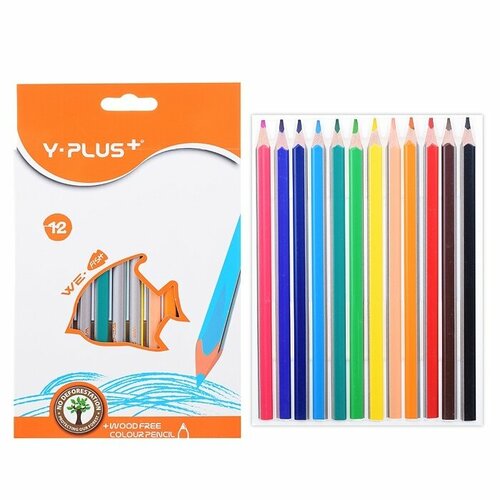 Карандаши цветные Y-Plus 12 цветов, пластик, We-Fish (TC150100)