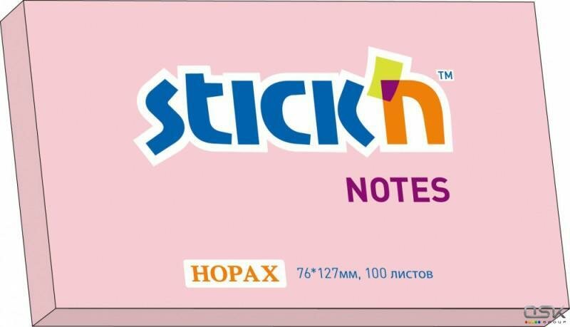 Самоклеящийся блок 76х127мм, 100л, сиреневый, STICK`N, HOPAX (в упаковке 3 блока)